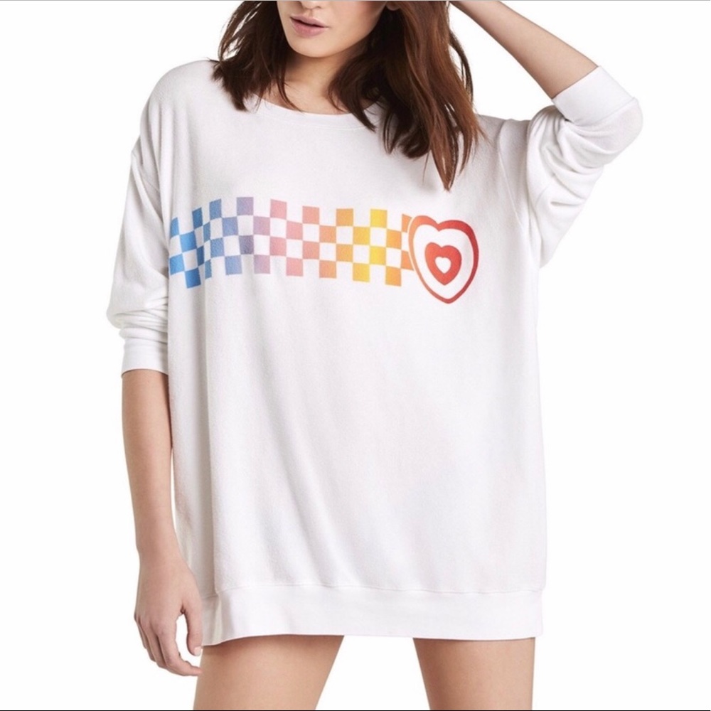 Wildfox baggy beach jumper Rainbow heart
